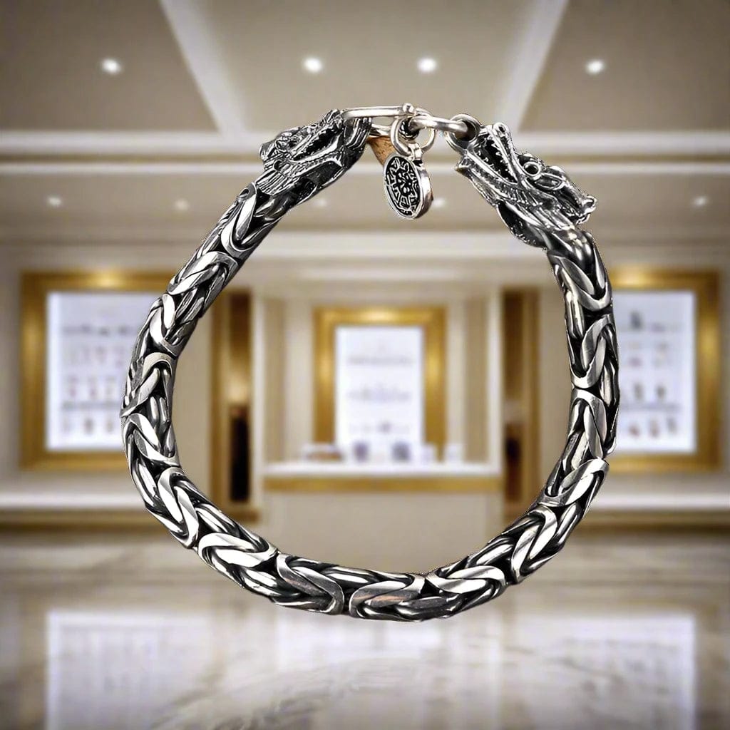 SPS - V.YA Real 925 Sterling Silver Dragon Bracelet for Men Male Vintage Heavy Bangles Bracelets Homme Silver Jewelry