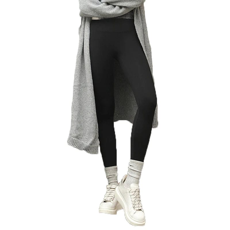 SPS - C.New S Autumn Winter High Waist Shark Leggings Women's Seamless Fleece Warm Leggings Thin Casual Slim Sports Fitness Leggings