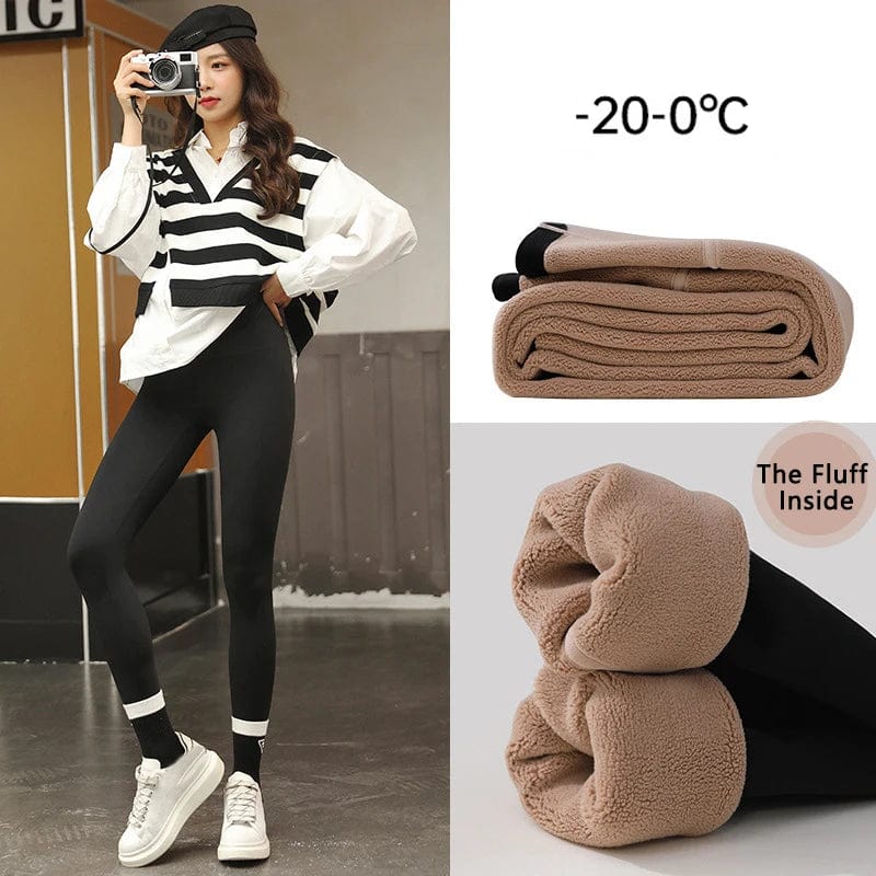 SPS - C.New S Autumn Winter High Waist Shark Leggings Women's Seamless Fleece Warm Leggings Thin Casual Slim Sports Fitness Leggings