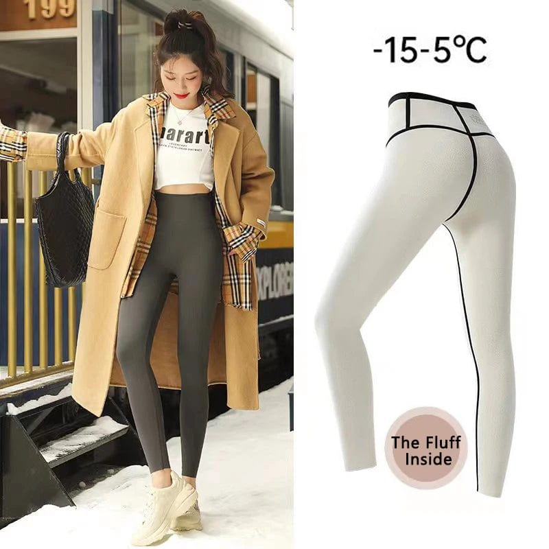 SPS - C.New S Autumn Winter High Waist Shark Leggings Women's Seamless Fleece Warm Leggings Thin Casual Slim Sports Fitness Leggings