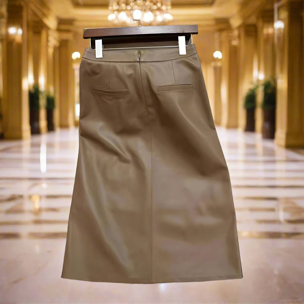 SPS - Chic Leather Slit Skirt