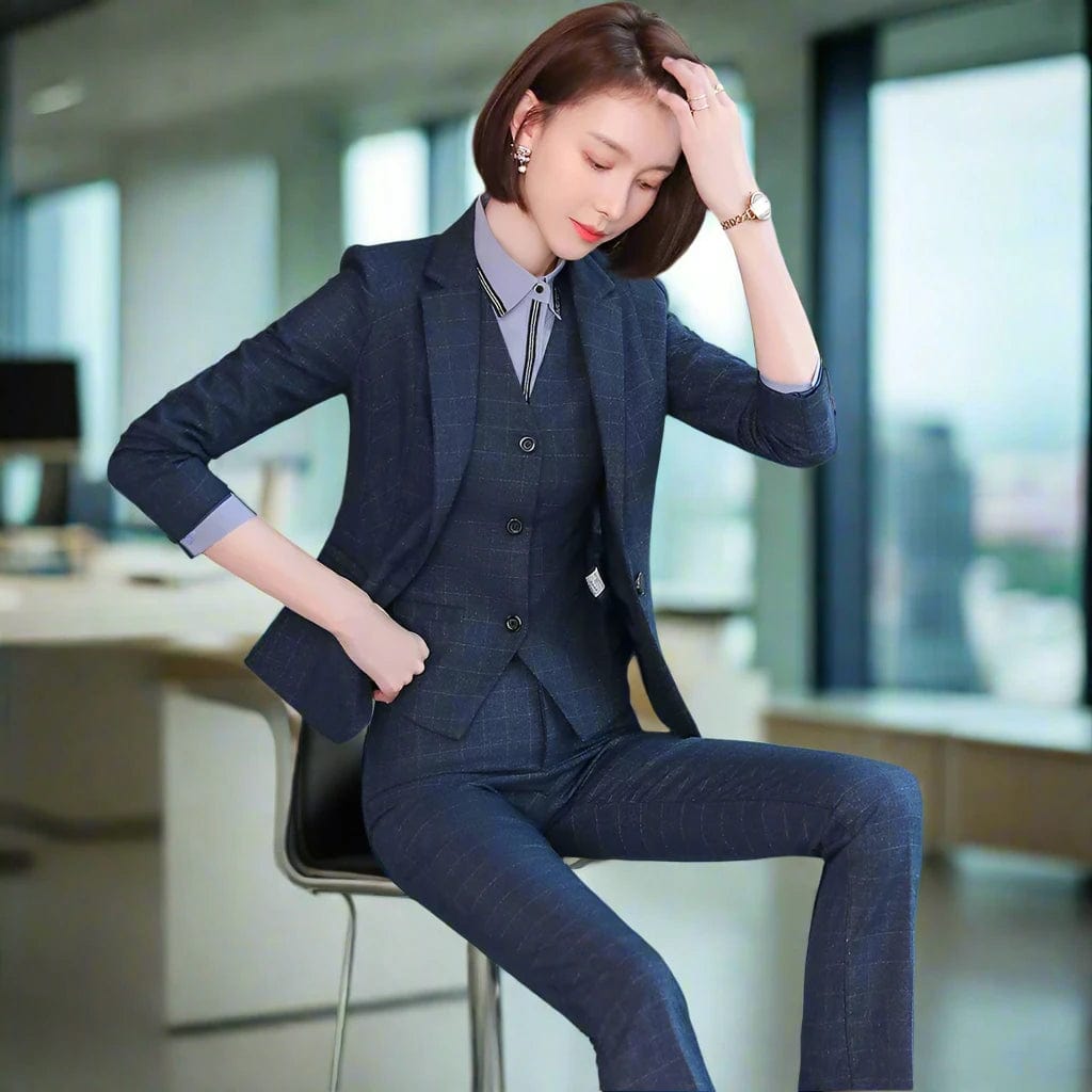 SPS - Plaid 3-Piece Women's Pant Suit