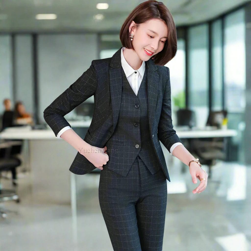 SPS - Plaid 3-Piece Women's Pant Suit