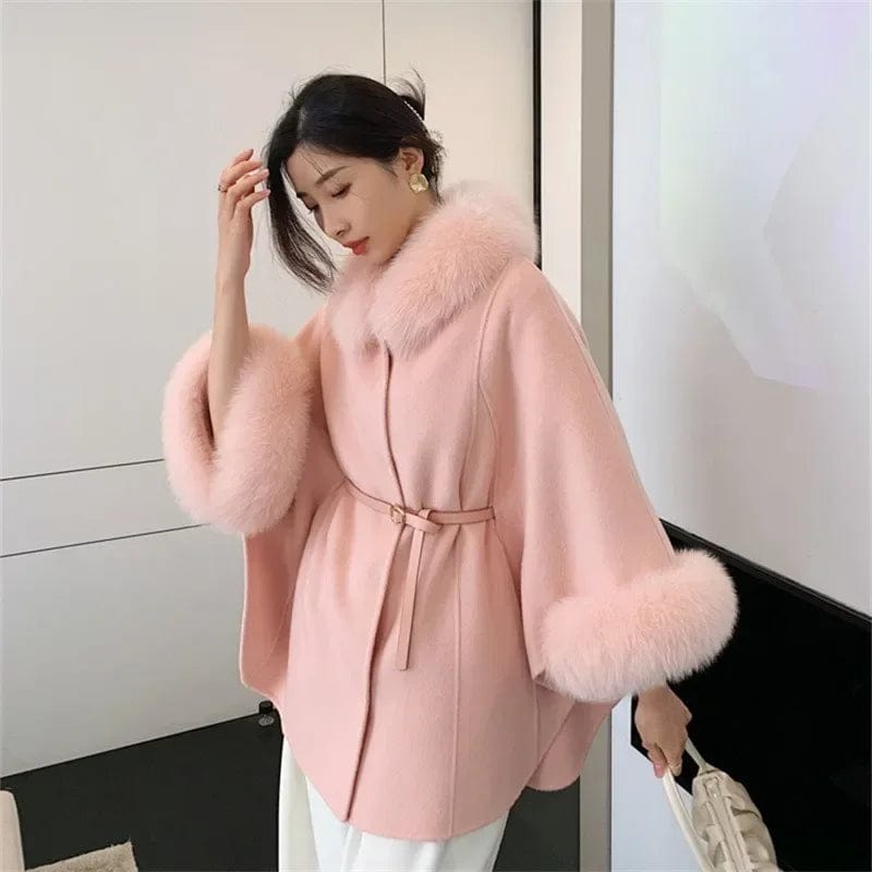 SPS - Luxury Woolen Cloak with Fur Collar