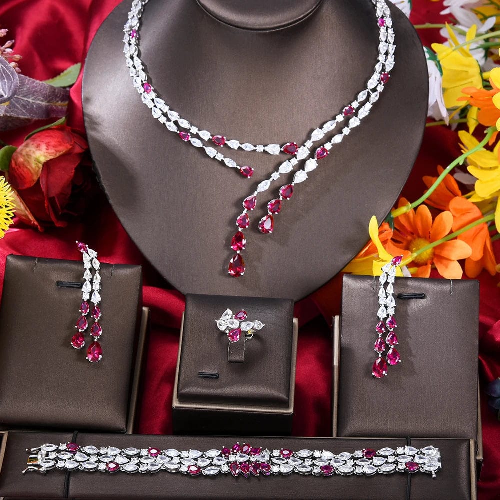 SPS - GODKI Luxury Geometric 4PCS UAE Jewelry Set For Women Wedding Party Zircon Indian African DUBAI Bridal Jewelry Set