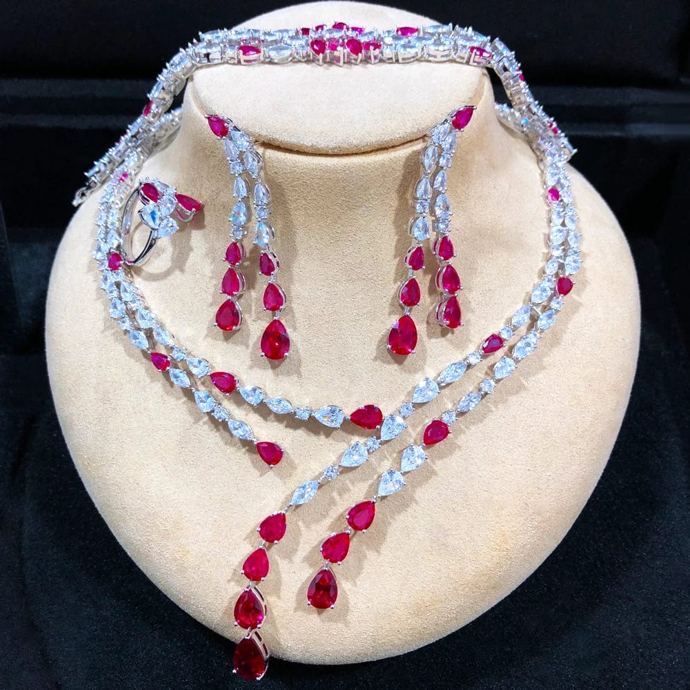 SPS - GODKI Luxury Geometric 4PCS UAE Jewelry Set For Women Wedding Party Zircon Indian African DUBAI Bridal Jewelry Set