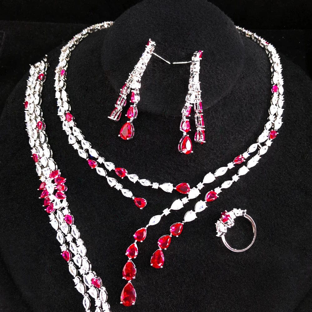 SPS - GODKI Luxury Geometric 4PCS UAE Jewelry Set For Women Wedding Party Zircon Indian African DUBAI Bridal Jewelry Set