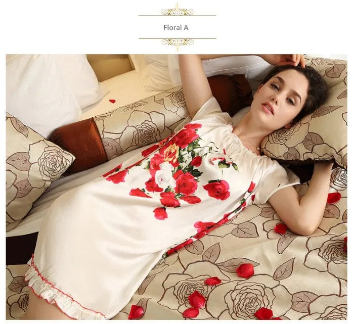 SPS - Pure Silk Floral Nightgown