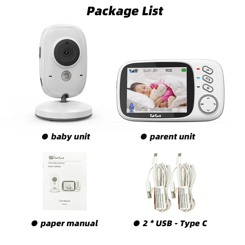 SPS - 3.2" Wireless Baby Monitor Night Vision, Lullabies & Intercom