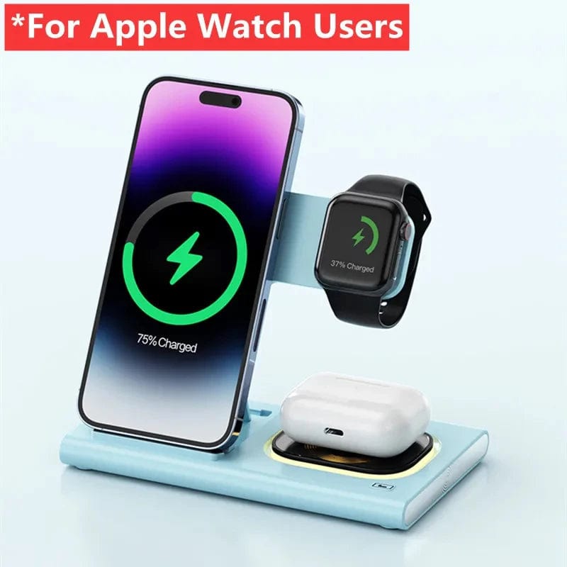 SPS - 30W 3 in 1 LED Foldable Wireless Charger Stand For Samsung S24 S23 S22 Watch 6 5 4 Active 1 2 Galaxy Buds Fast Charging Station