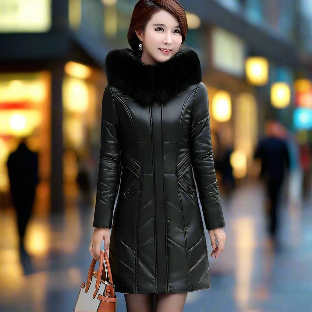 SPS - Warm Hooded Leather Coat