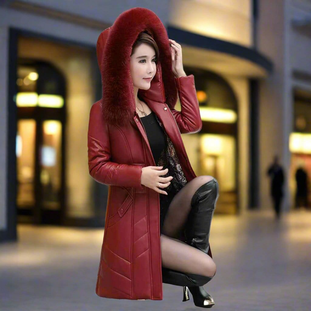 SPS - Warm Hooded Leather Coat