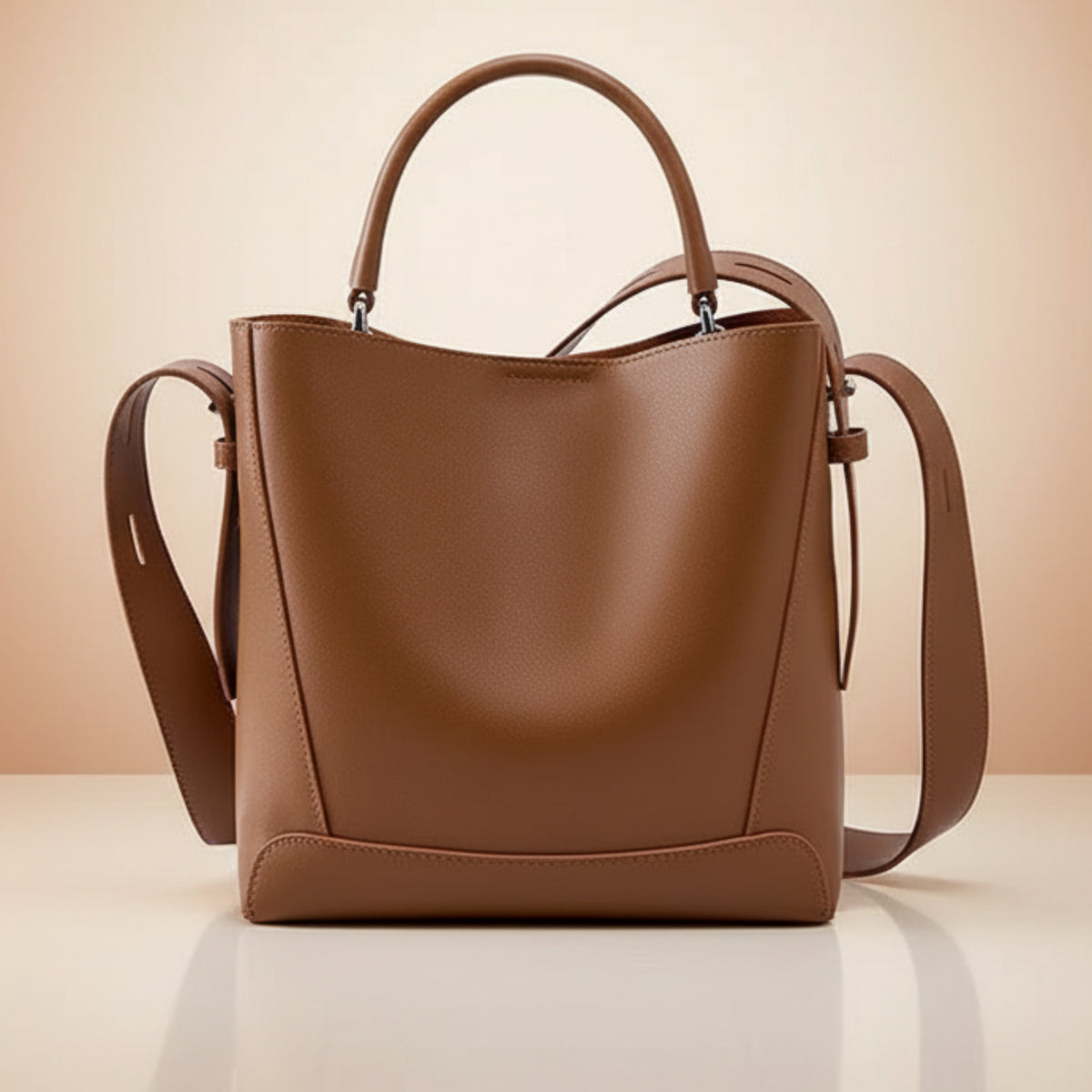 Split Leather Bucket Work Tote Bag for Women ZENCY Work Tote Bag