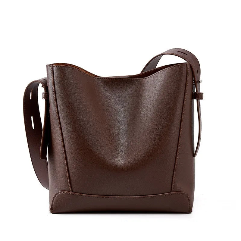 Split Leather Bucket Work Tote Bag for Women ZENCY Work Tote Bag