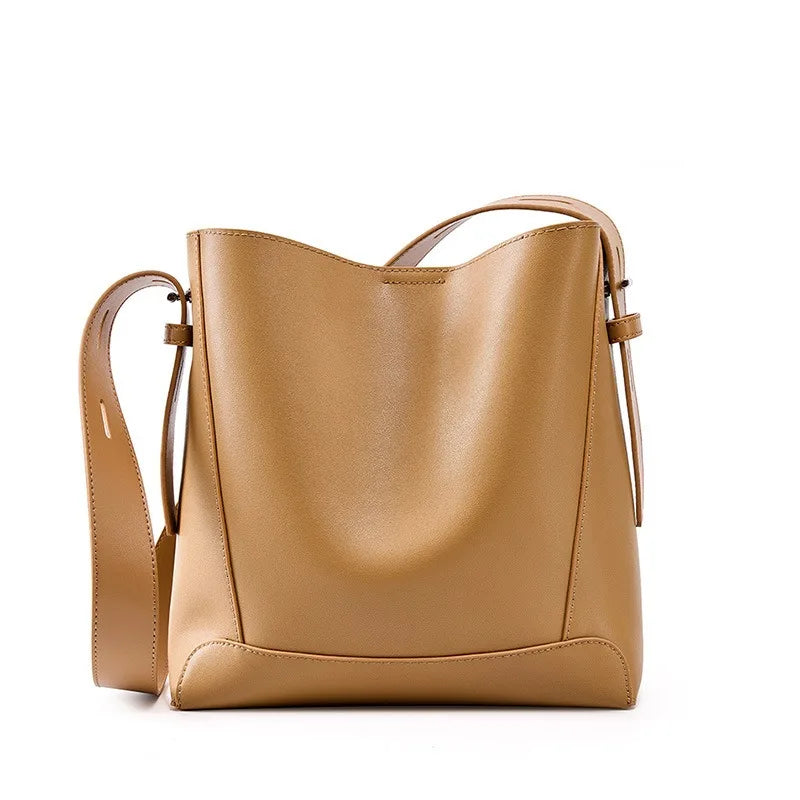Split Leather Bucket Work Tote Bag for Women ZENCY Work Tote Bag