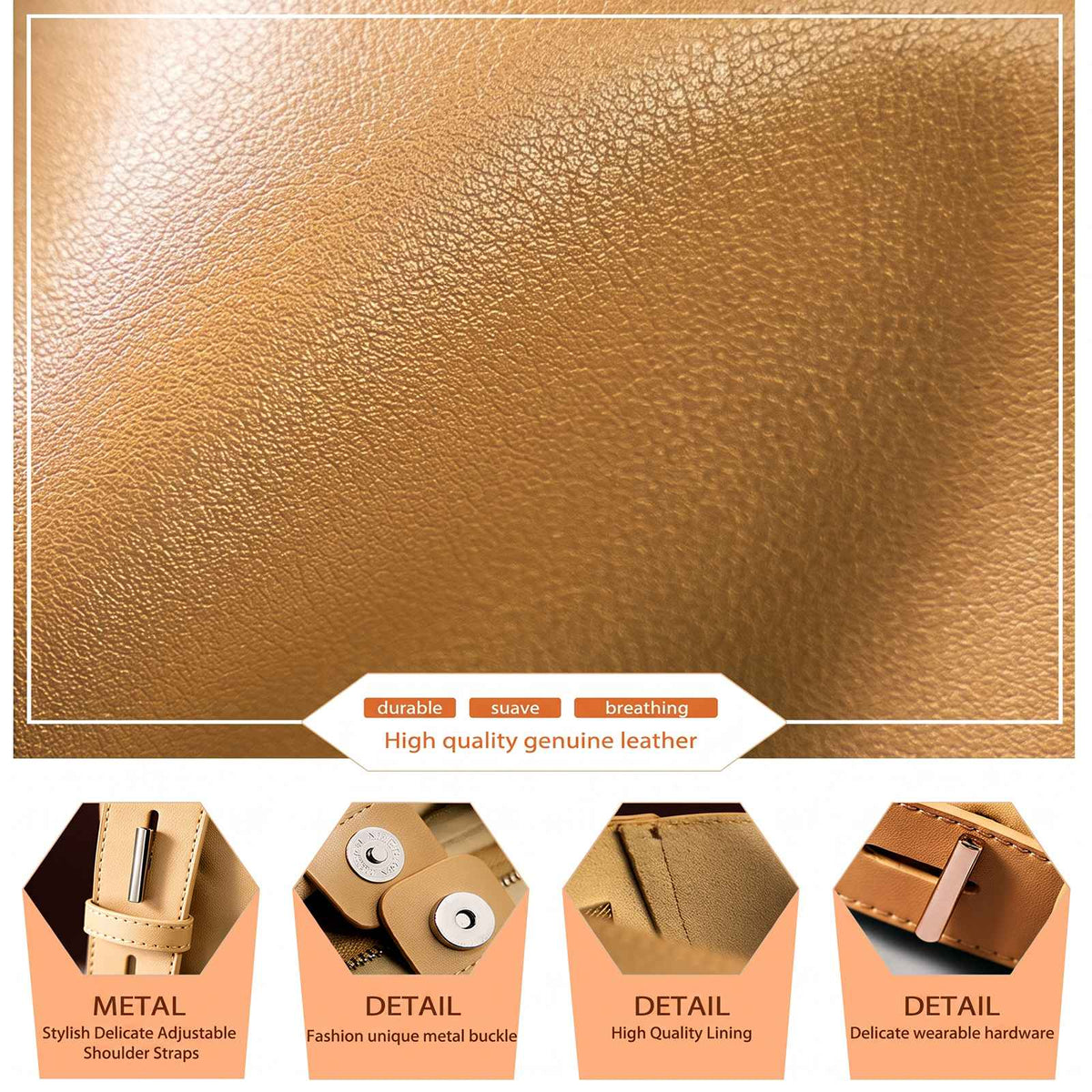 Split Leather Bucket Work Tote Bag for Women – product image 9