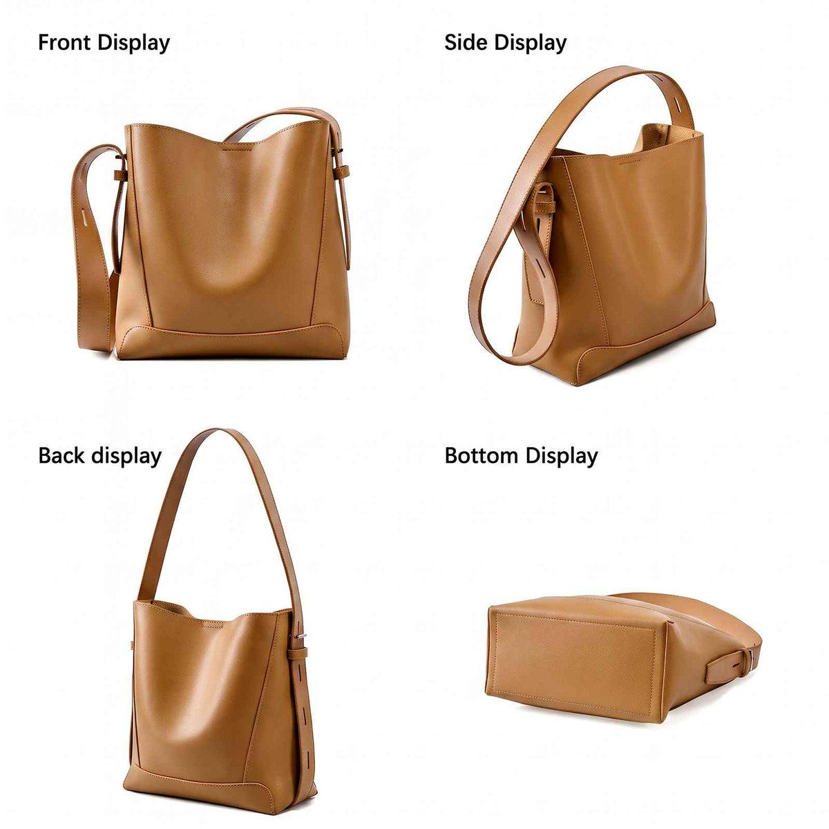Split Leather Bucket Work Tote Bag for Women – product image 10