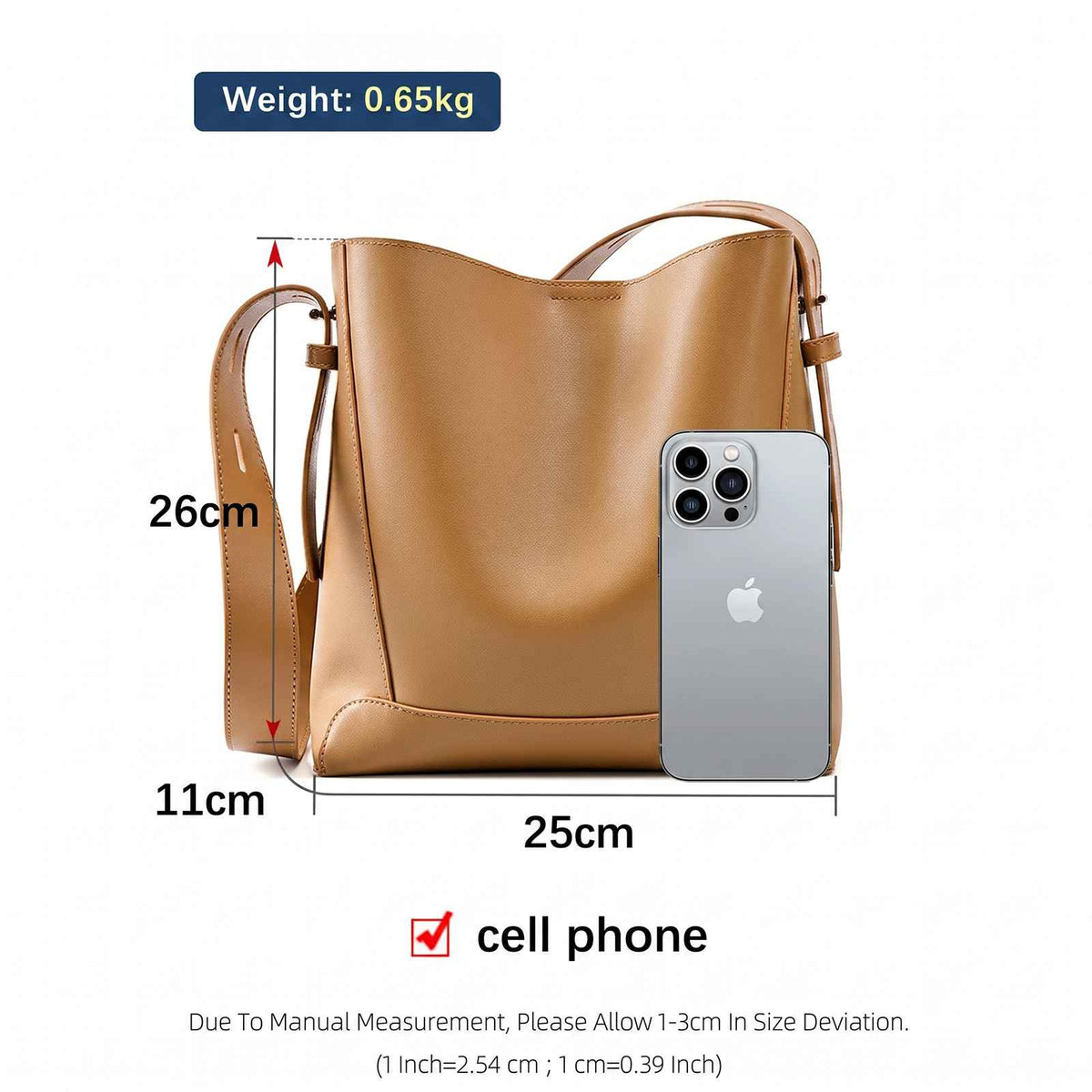 Split Leather Bucket Work Tote Bag for Women – product image 11