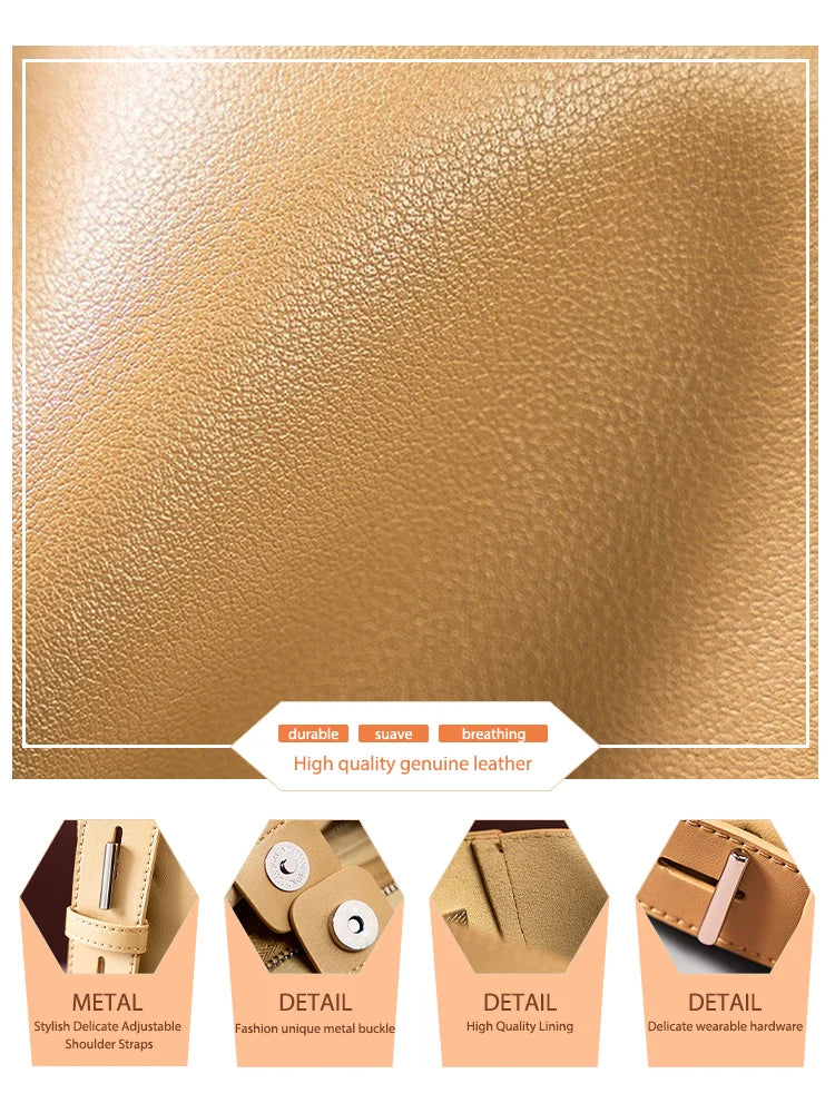 Split Leather Bucket Work Tote Bag for Women ZENCY Work Tote Bag