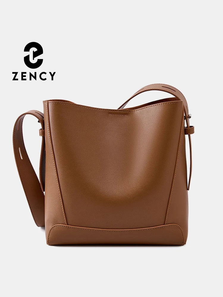 Split Leather Bucket Work Tote Bag for Women ZENCY Work Tote Bag