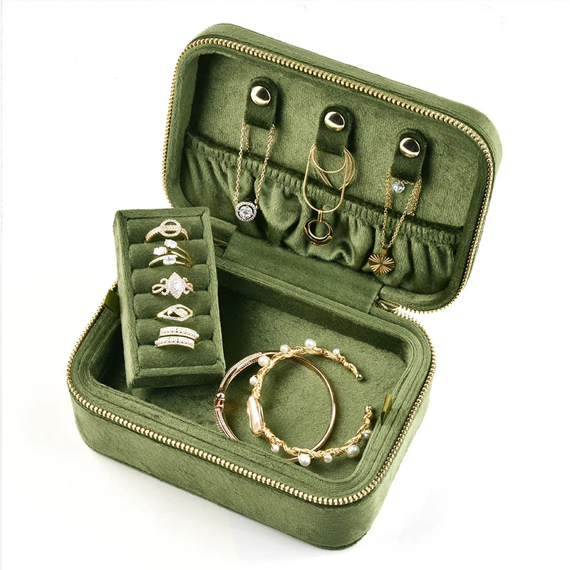 TAIMY Double Layer Velvet Jewelry Organizer Box – product image 2