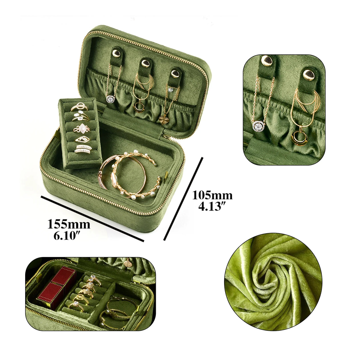 TAIMY Double Layer Velvet Jewelry Organizer Box – product image 5