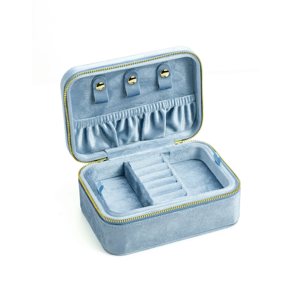 TAIMY Double Layer Velvet Jewelry Organizer Box in G80-Skyblue / L – product image 7