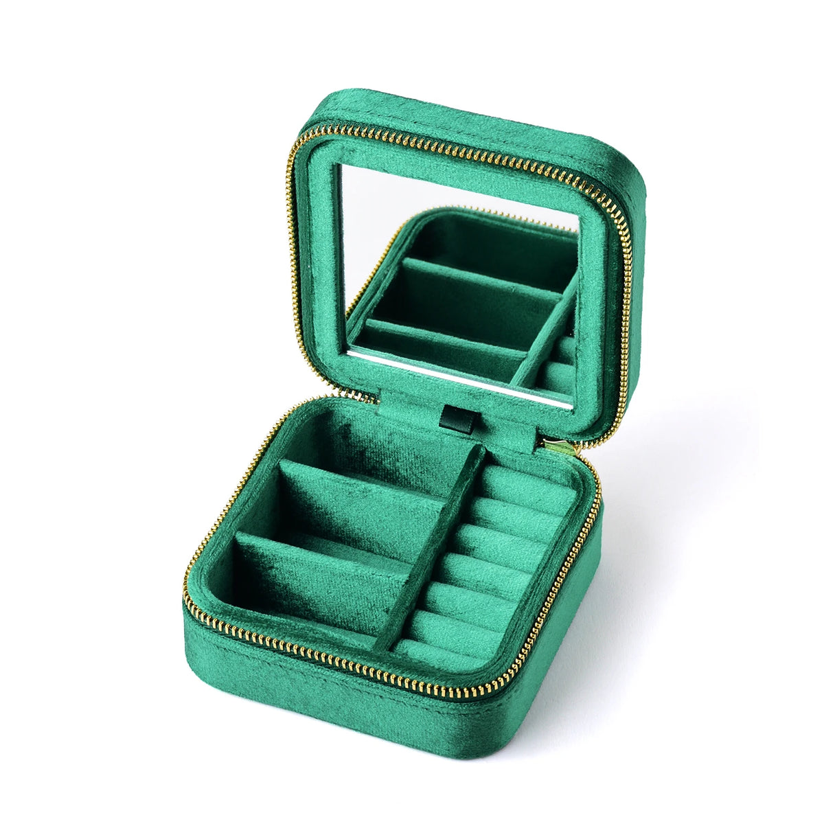 TAIMY Vintage Velvet Travel Jewelry Organizer Box in Emerald Green / M – product image 19