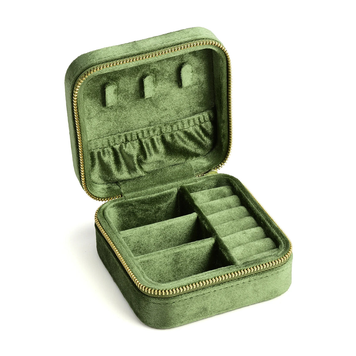 TAIMY Vintage Velvet Travel Jewelry Organizer Box in Green(No mirror) / M – product image 23