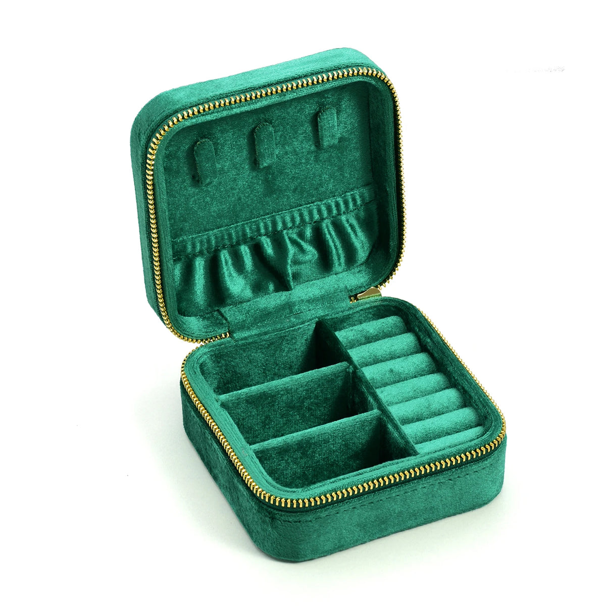 TAIMY Vintage Velvet Travel Jewelry Organizer Box in Emerald(No mirror) / M – product image 25