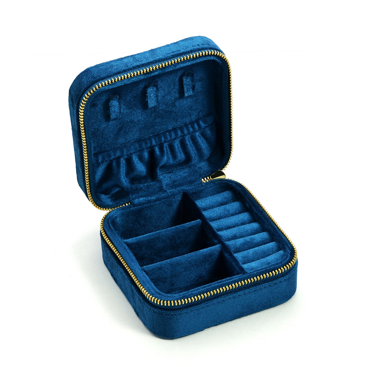 TAIMY Vintage Velvet Travel Jewelry Organizer Box in Blue(No mirror) / M – product image 26