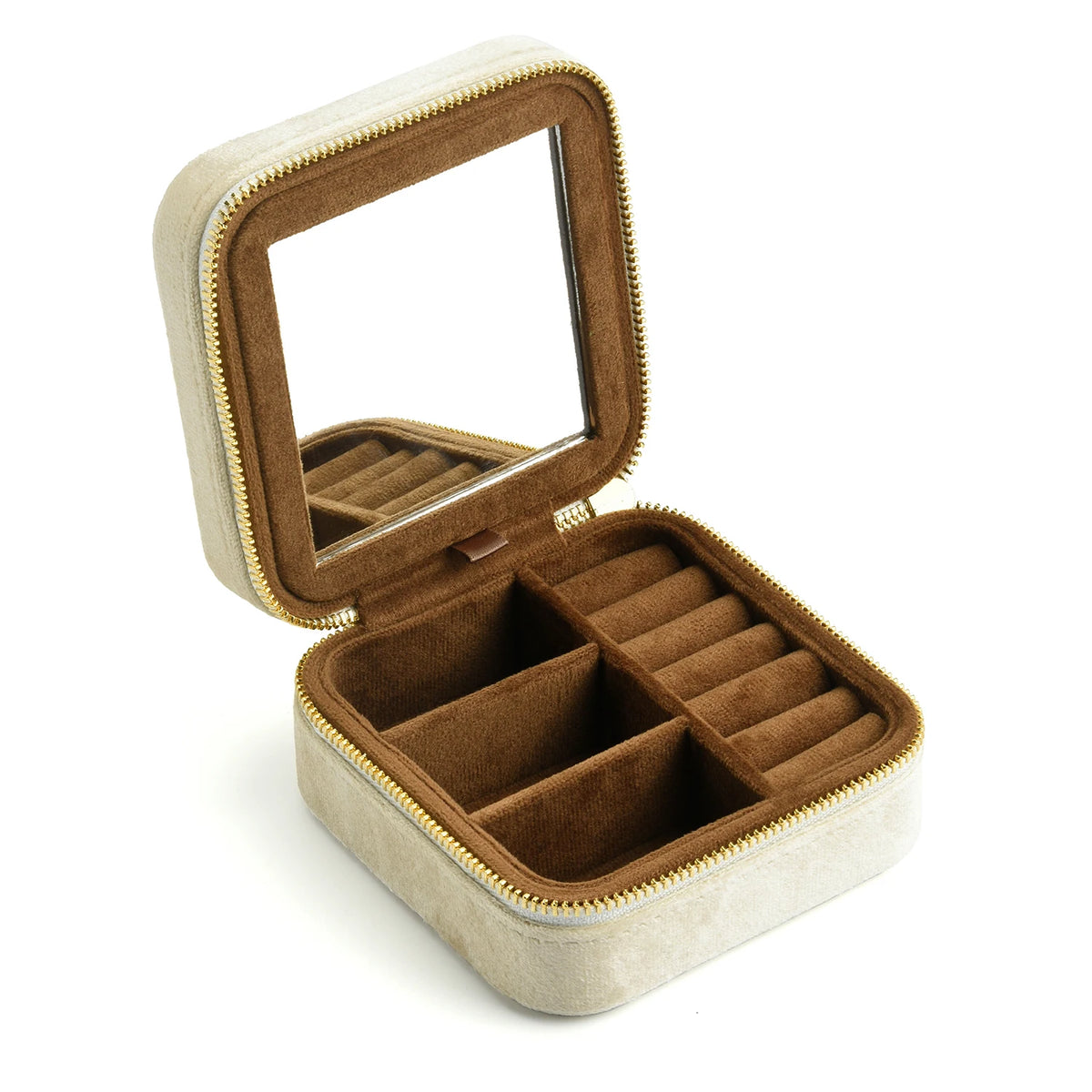 TAIMY Vintage Velvet Travel Jewelry Organizer Box in Milk Coffee 1 / M – product image 28