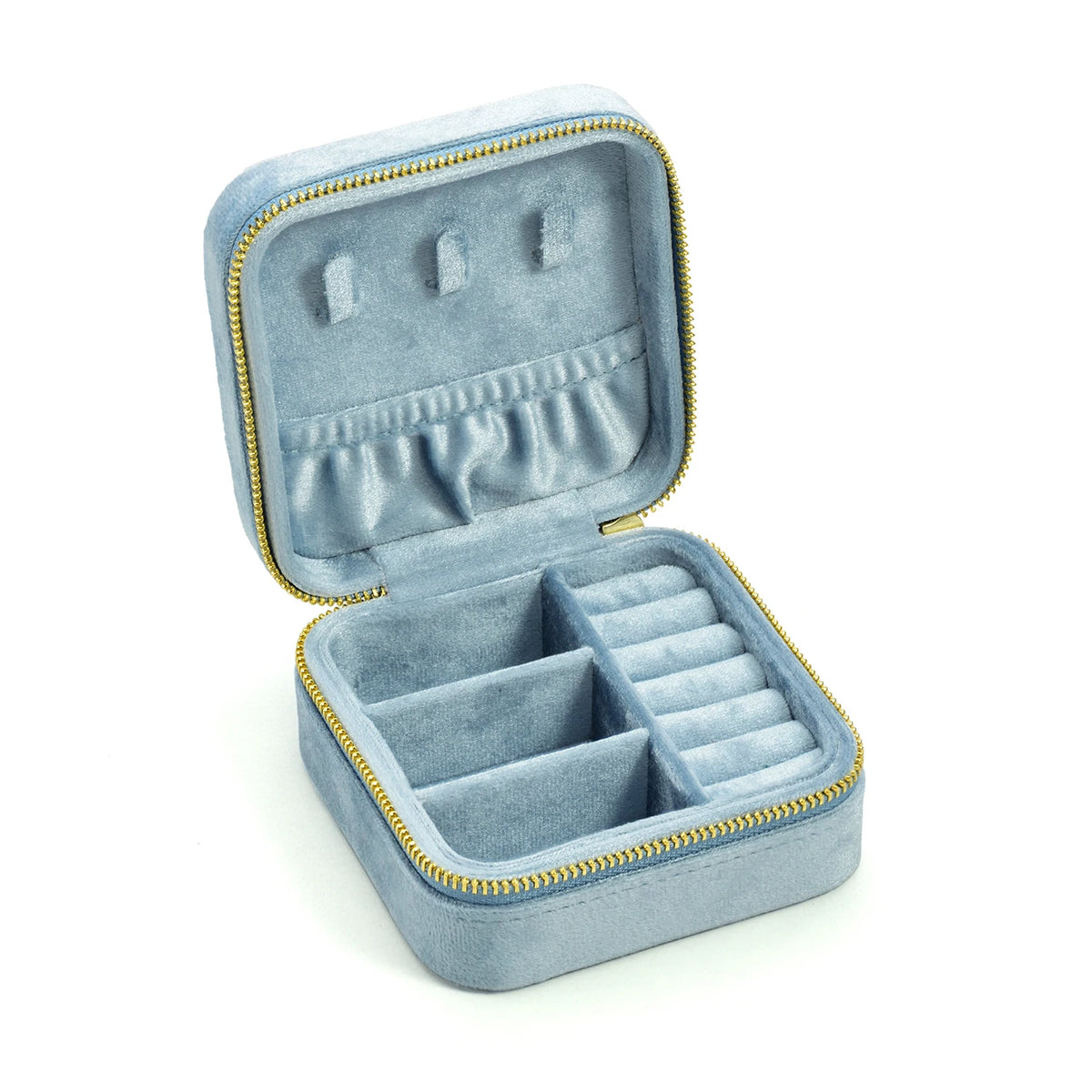 TAIMY Vintage Velvet Travel Jewelry Organizer Box in Sky Blue(No mirror) / M – product image 30