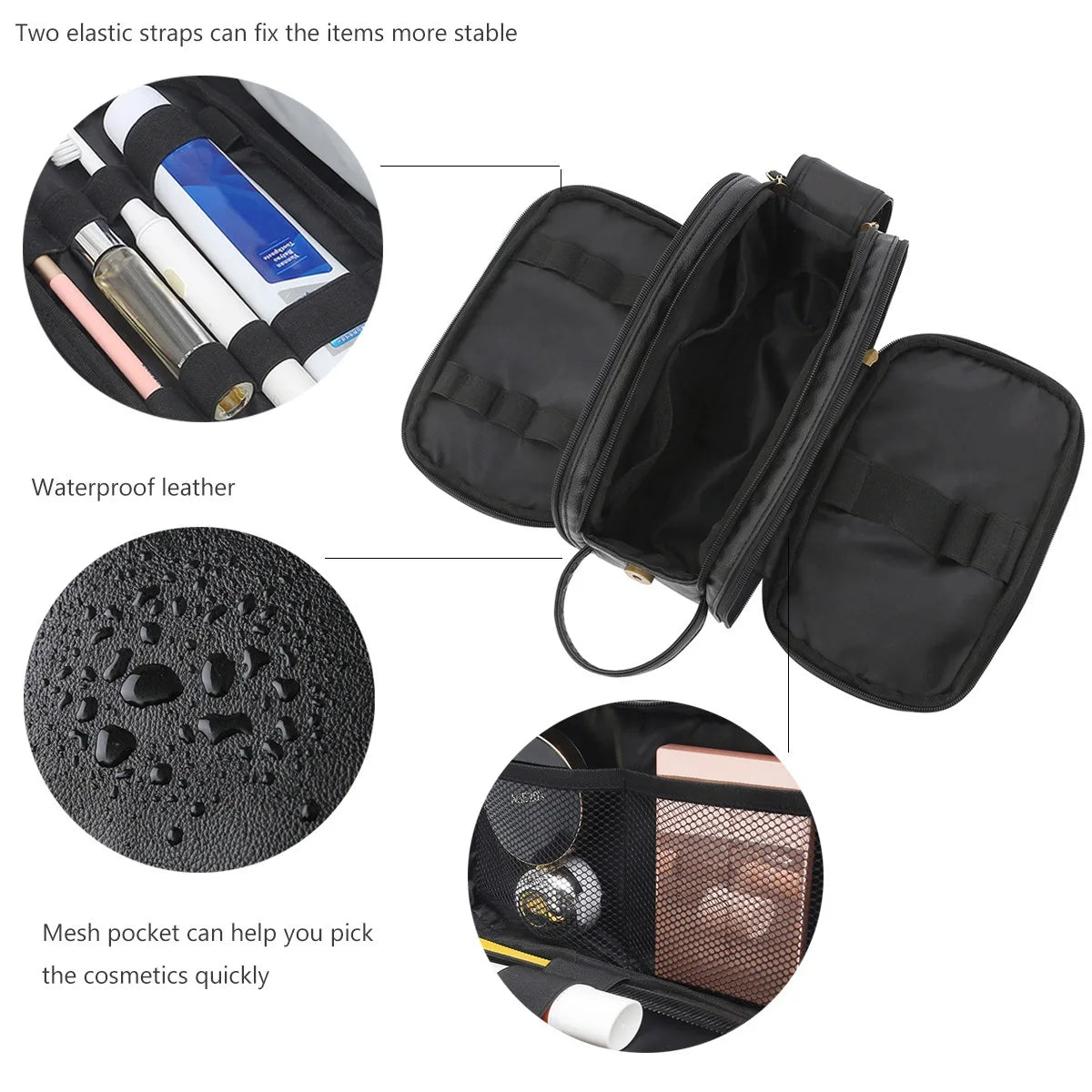Toiletry Bag for Men, Large Travel Shaving Dopp Kit Water-resistant Bathroom Toiletries Organizer PU Leather Cosmetic Bags Smash Price Shop