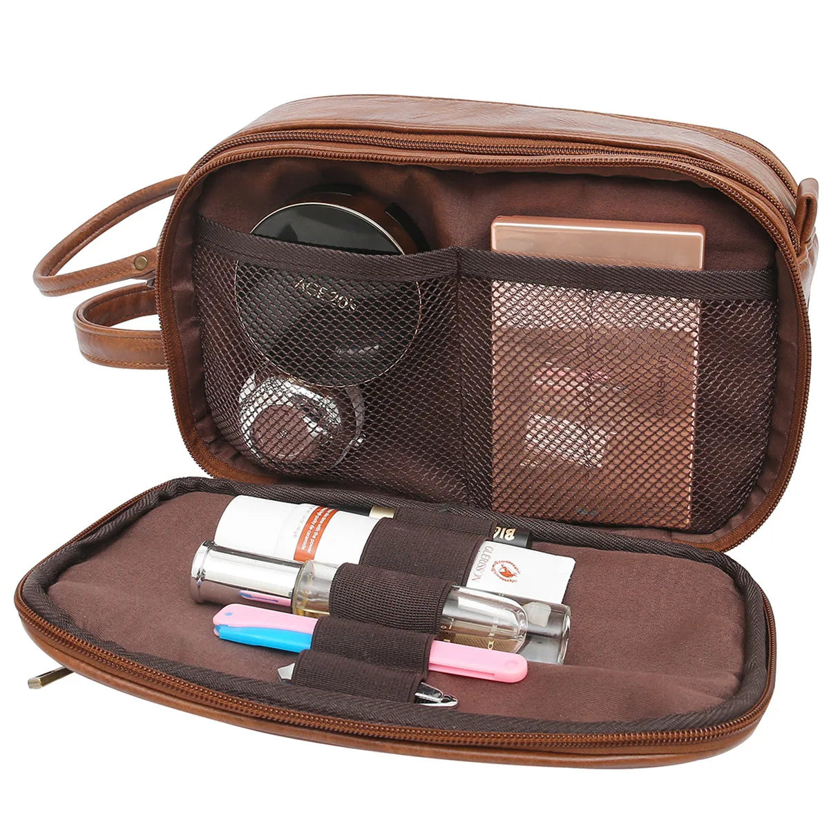Toiletry Bag for Men, Large Travel Shaving Dopp Kit Water-resistant Bathroom Toiletries Organizer PU Leather Cosmetic Bags Smash Price Shop