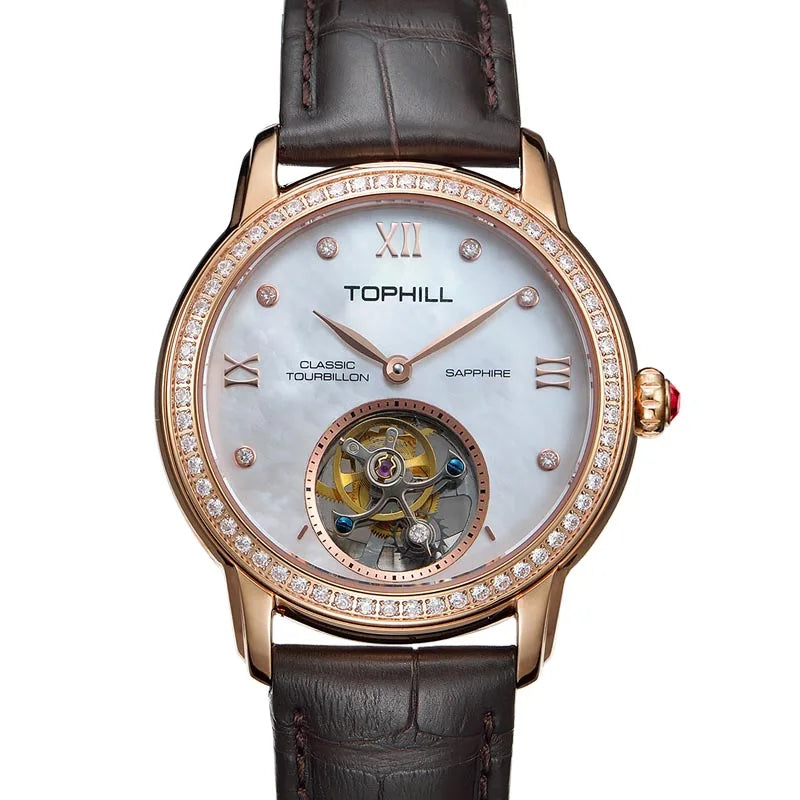 TOPHILL TU003L Women Automatic Tourbillon Watch – Diamond Sapphire Luxury Smash Price Shop Women's Watch