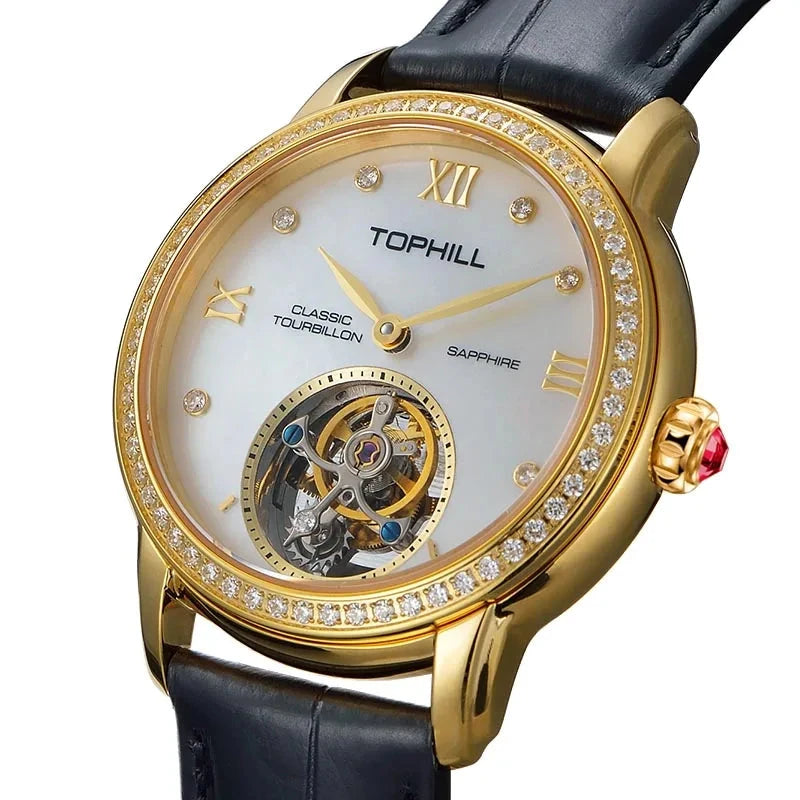 TOPHILL TU003L Women Automatic Tourbillon Watch – Diamond Sapphire Luxury Smash Price Shop Women's Watch