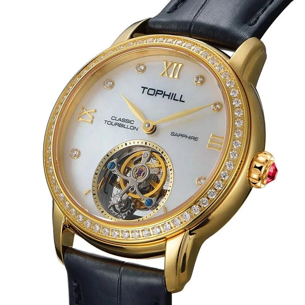 TOPHILL TU003L Women Automatic Tourbillon Watch – Diamond Sapphire Luxury