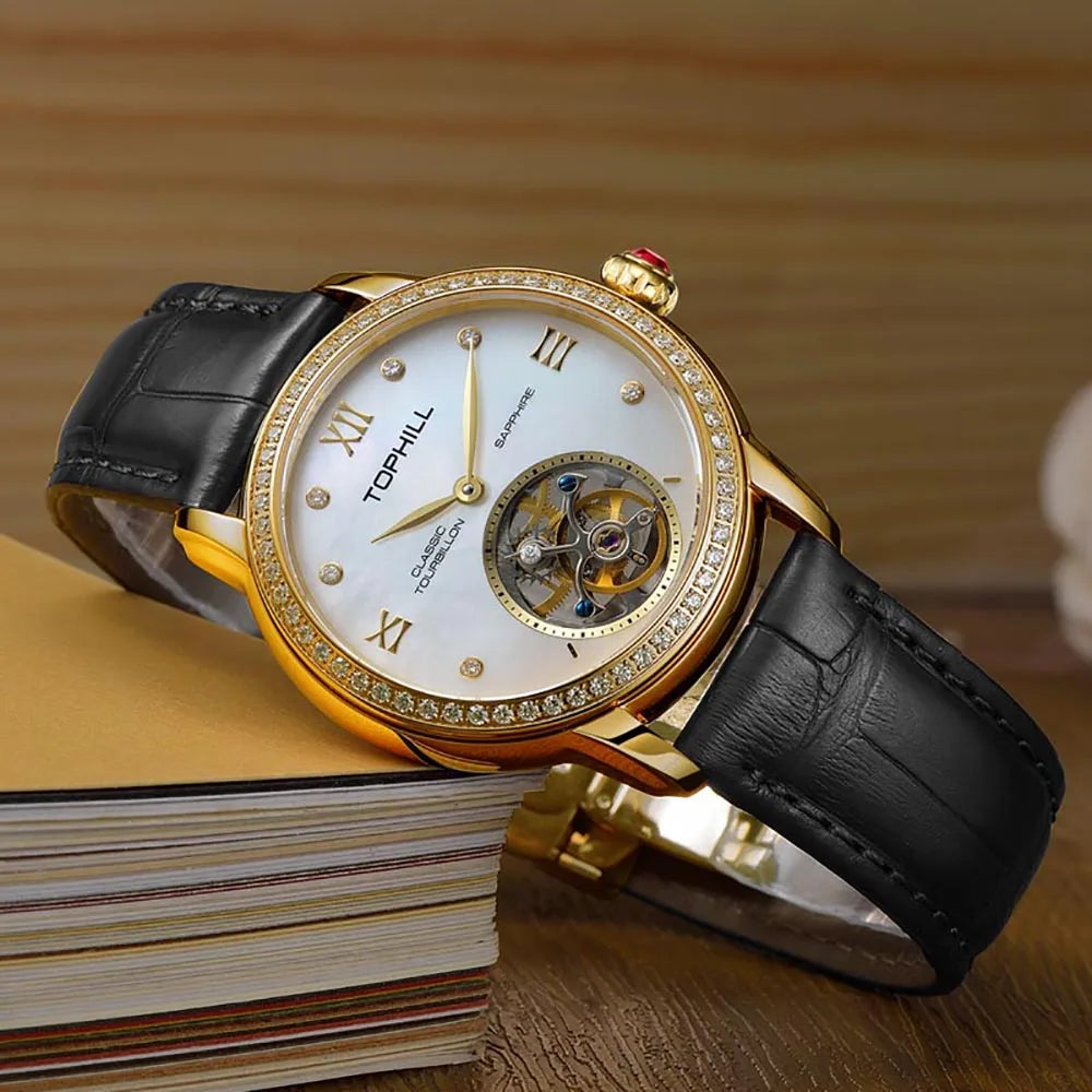 TOPHILL TU003L Women Automatic Tourbillon Watch – Diamond Sapphire Luxury Smash Price Shop Women's Watch