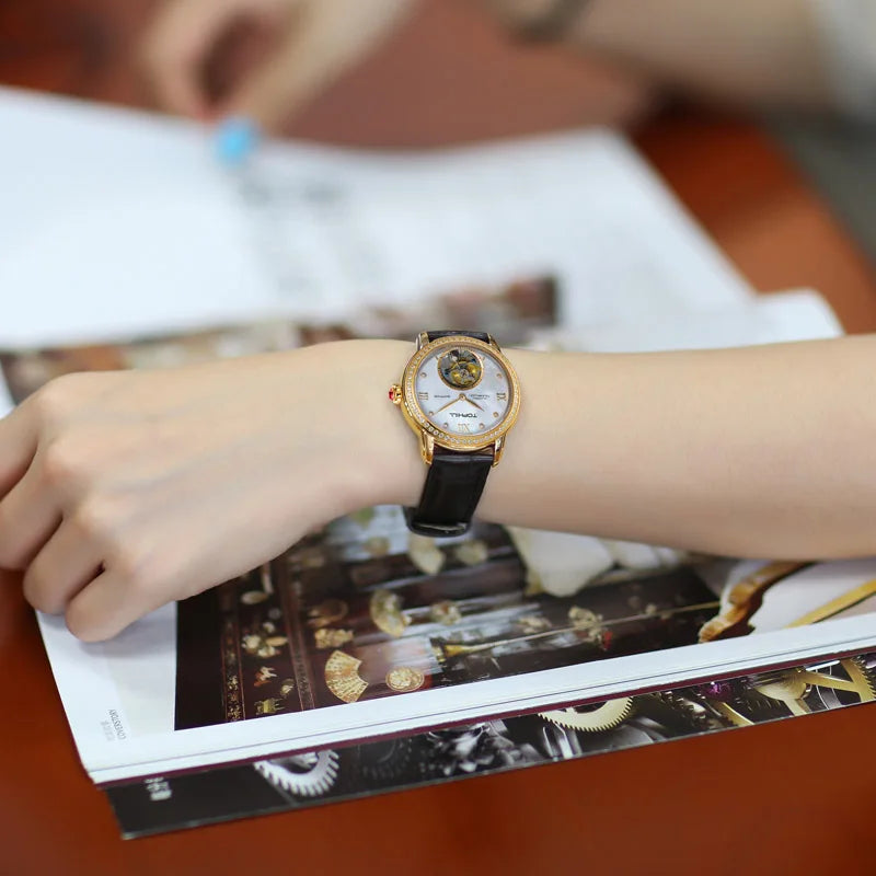 TOPHILL TU003L Women Automatic Tourbillon Watch – Diamond Sapphire Luxury