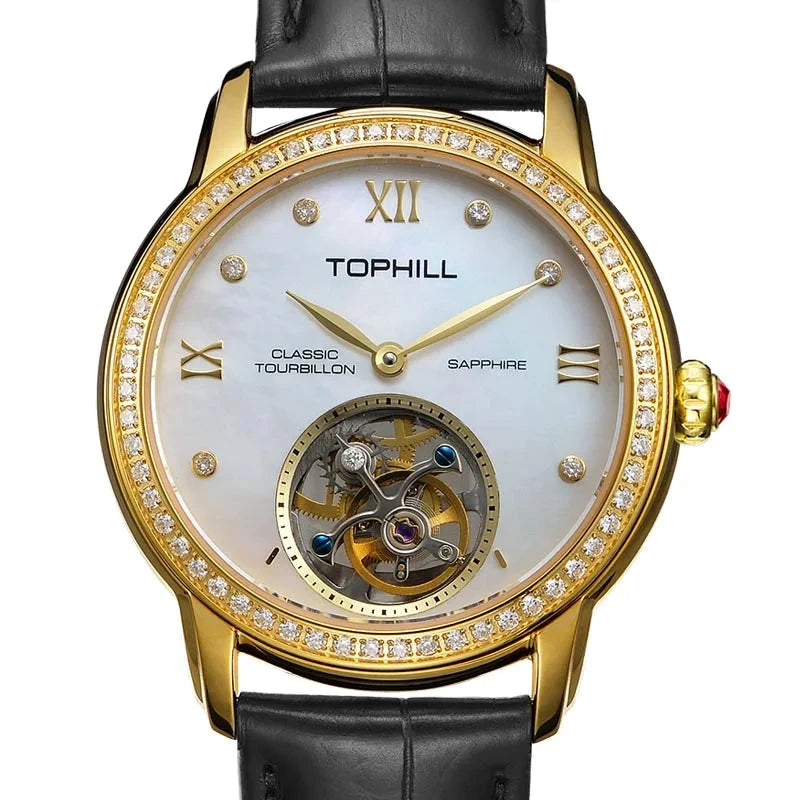 TOPHILL TU003L Women Automatic Tourbillon Watch – Diamond Sapphire Luxury
