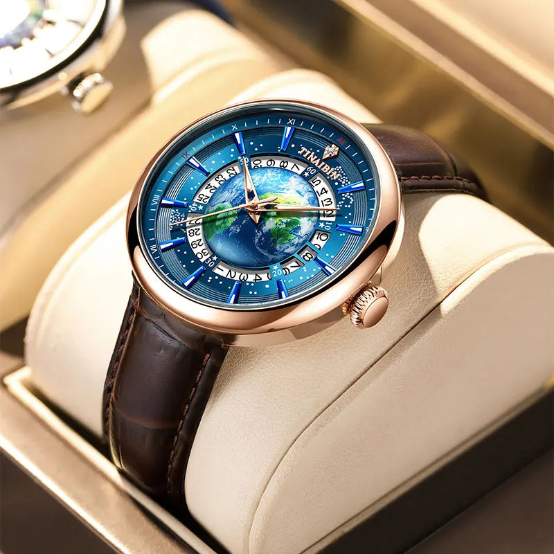 Tourbillon Earth Men’s Watch – HY6627, Luminous & Automatic