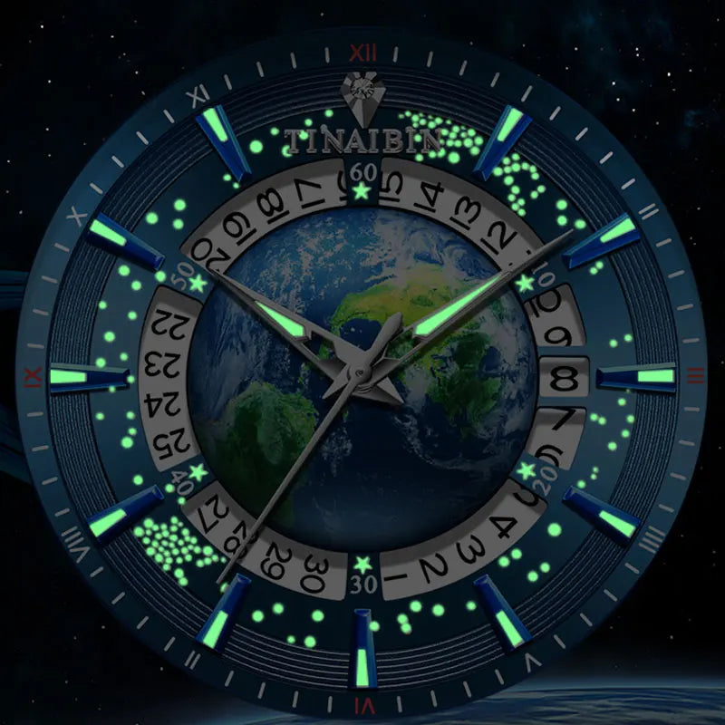 Tourbillon Earth Men’s Watch – HY6627, Luminous & Automatic