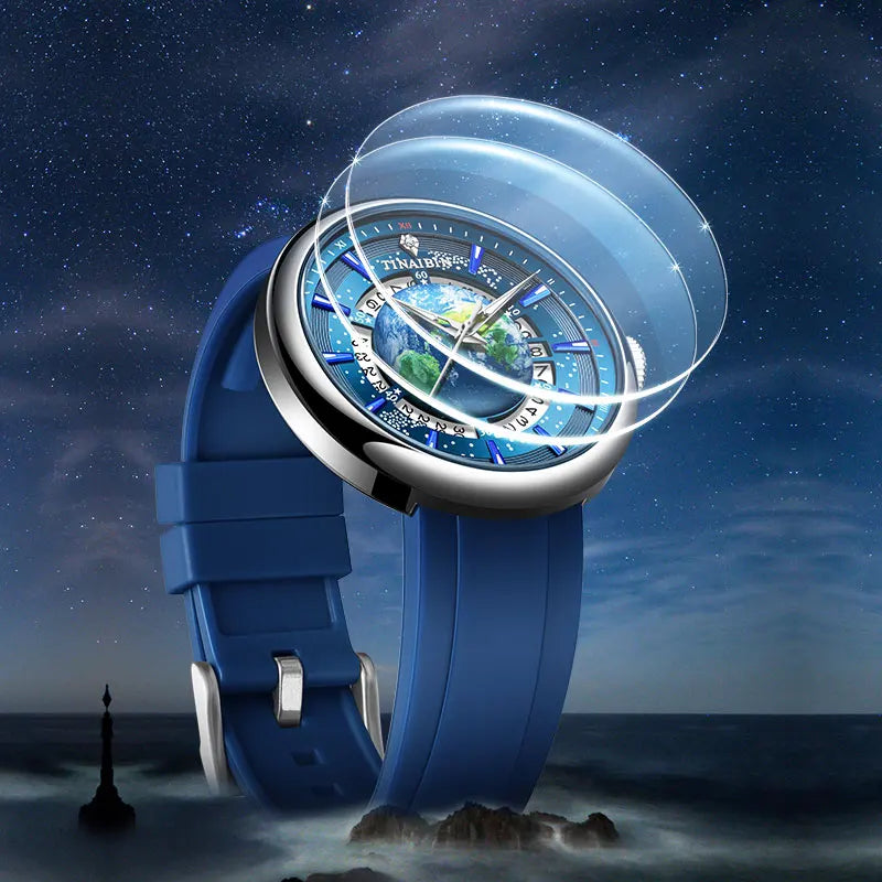 Tourbillon Earth Men’s Watch – HY6627, Luminous & Automatic