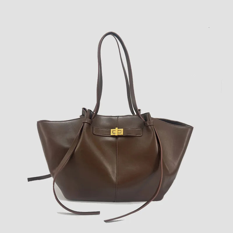 Trapeze Shoulder Tote with Metal Lock Smash Price Shop
