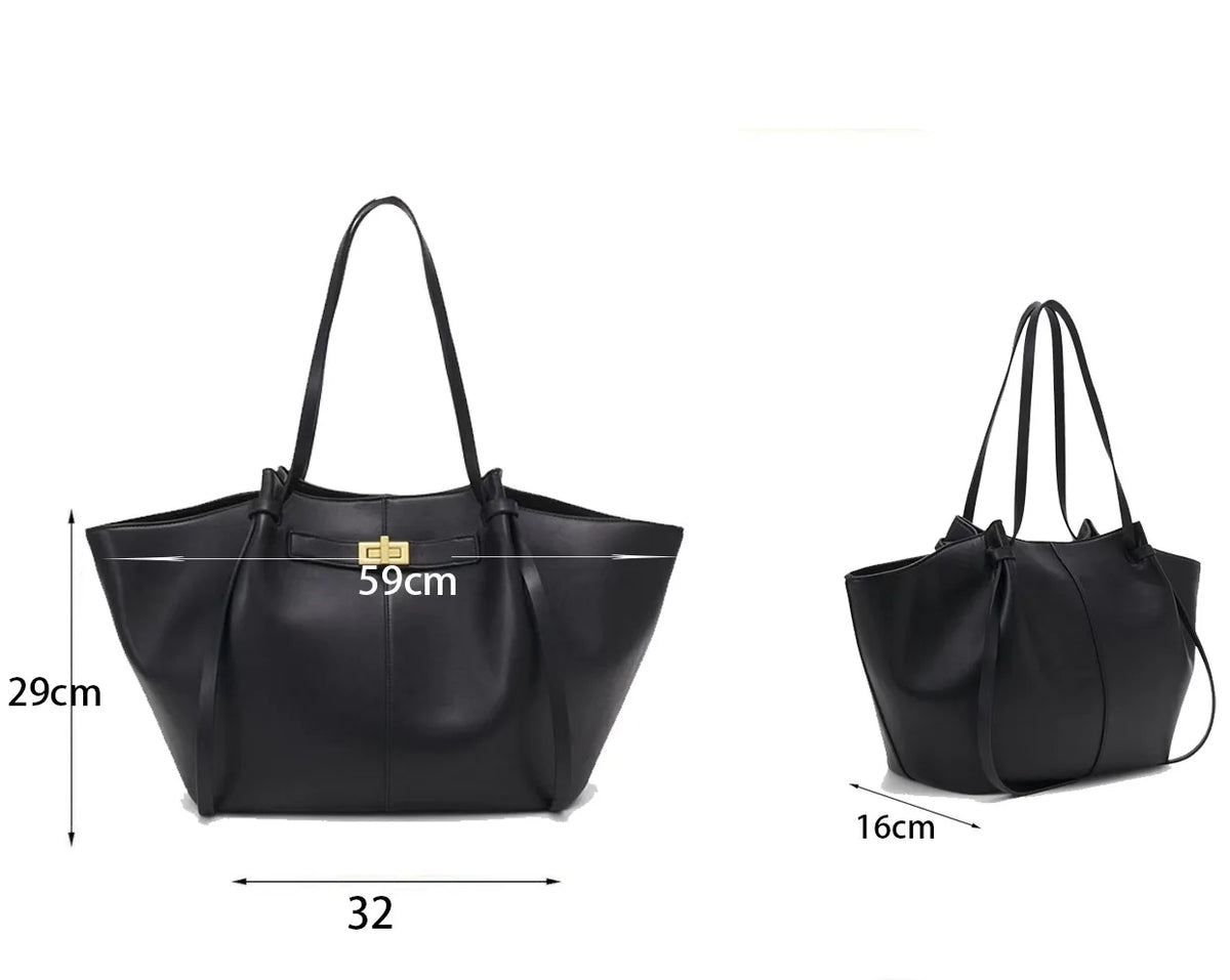 Trapeze Shoulder Tote with Metal Lock Smash Price Shop