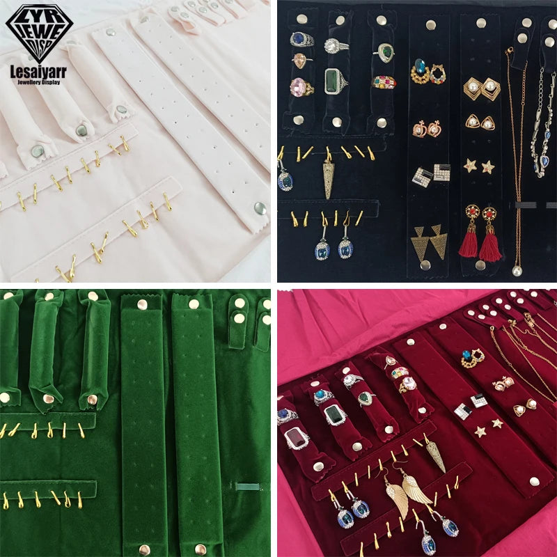 Travel Jewelry Organizer Portable Velvet Ring Earrings Pendant Necklace Holder Bracelet Carrying Storage Bag Foldable Roll Pouch Smash Price Shop