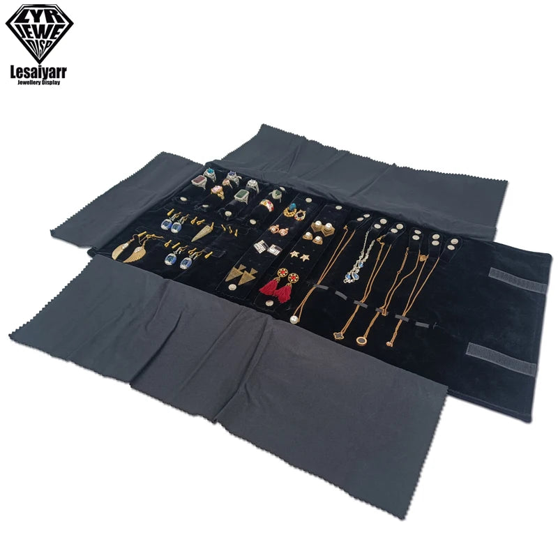 Travel Jewelry Organizer Portable Velvet Ring Earrings Pendant Necklace Holder Bracelet Carrying Storage Bag Foldable Roll Pouch Smash Price Shop