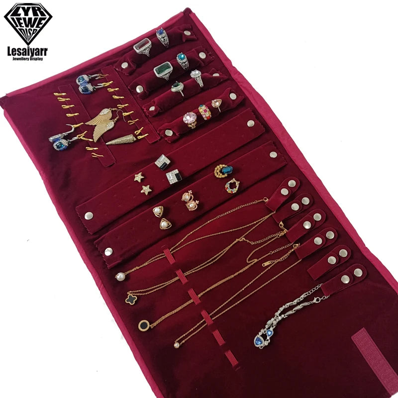 Travel Jewelry Organizer Portable Velvet Ring Earrings Pendant Necklace Holder Bracelet Carrying Storage Bag Foldable Roll Pouch Smash Price Shop