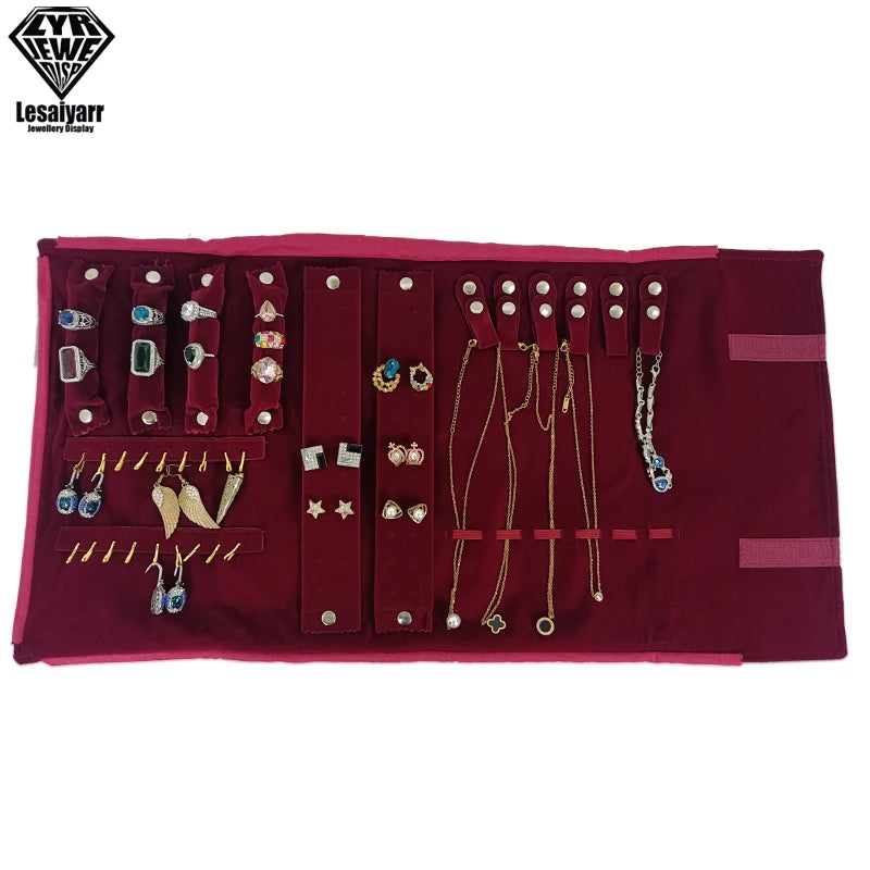Travel Jewelry Organizer Portable Velvet Ring Earrings Pendant Necklace Holder Bracelet Carrying Storage Bag Foldable Roll Pouch Smash Price Shop